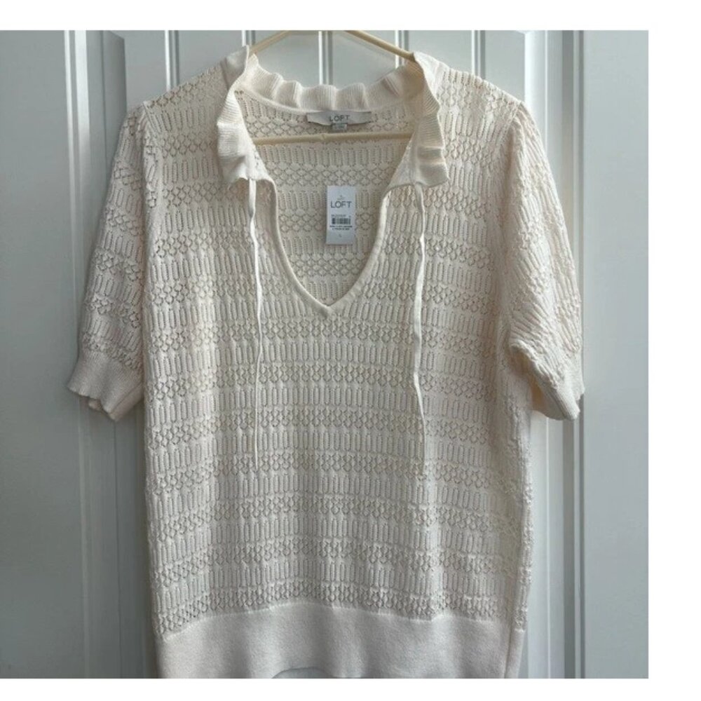 LOFT Cream Knit Sweater